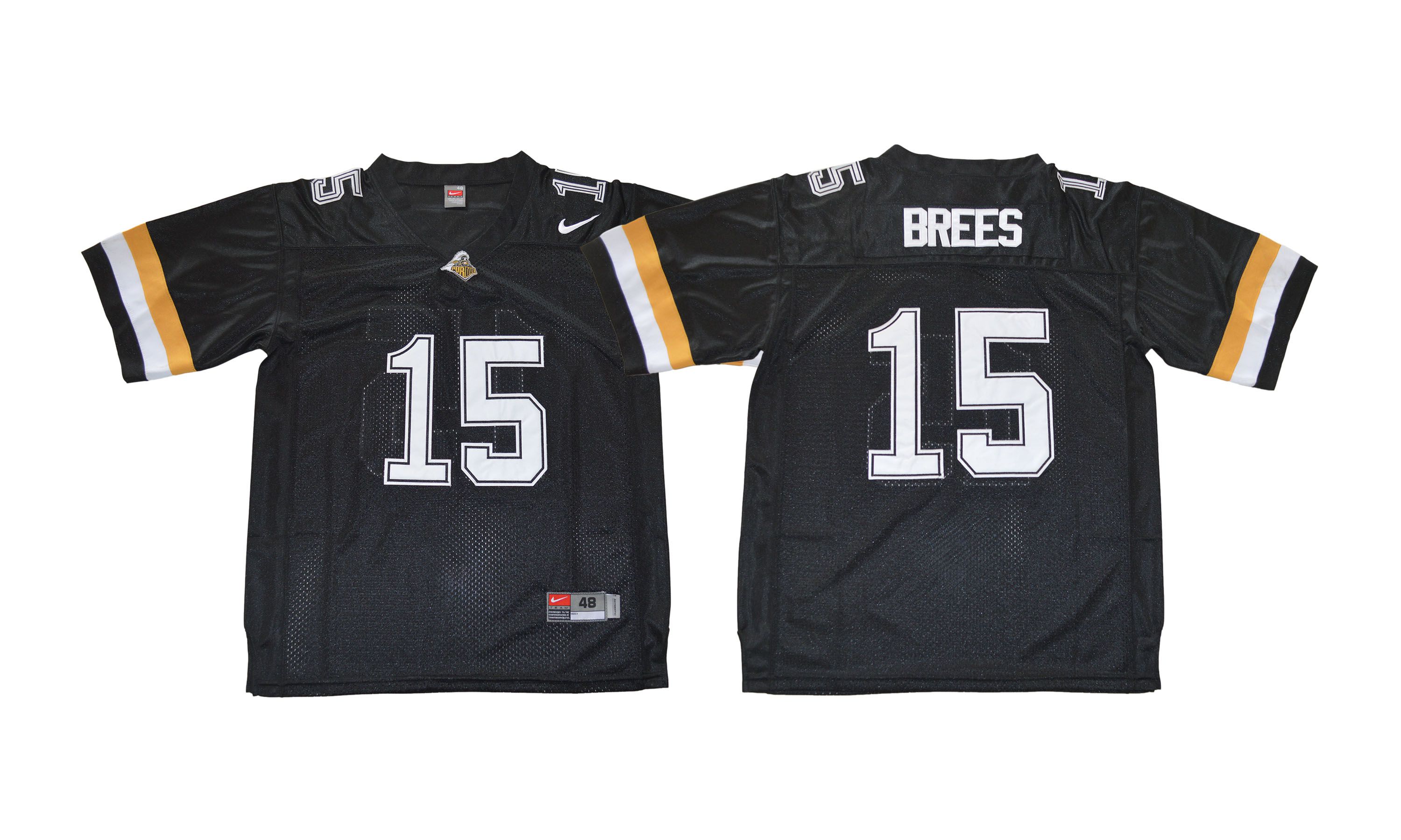 Men NCAA 2017 Purdue Boilermakers #15 Drew Brees black Jersey->->NCAA Jersey